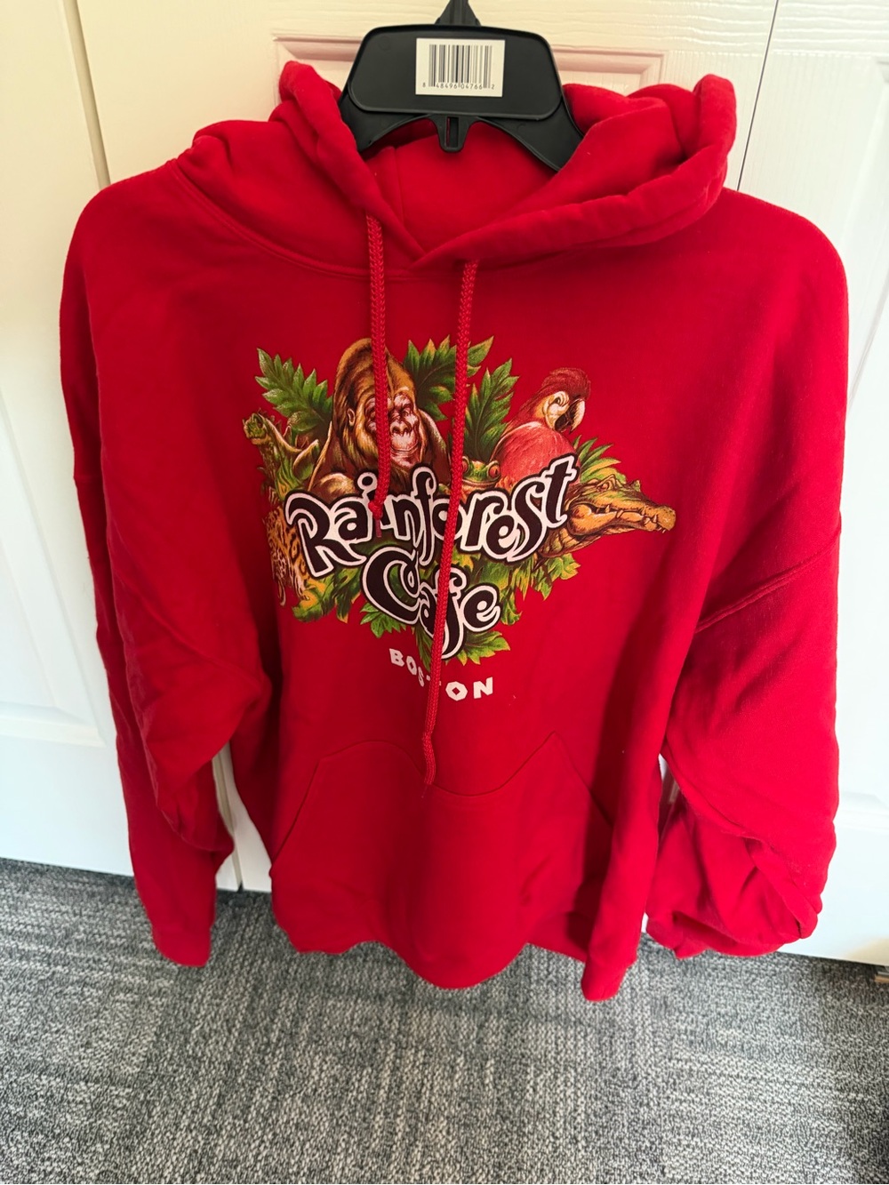 RAINFOREST CAFE BOSTON Red Hooded Sweatshirt XL